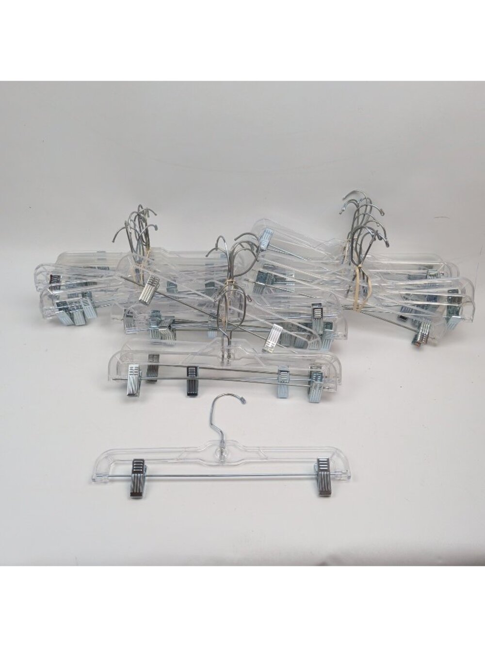 Lot x30+ Hangers Clear Plastic Skirt / Pant Clothing Retail Padded Clip 14"
